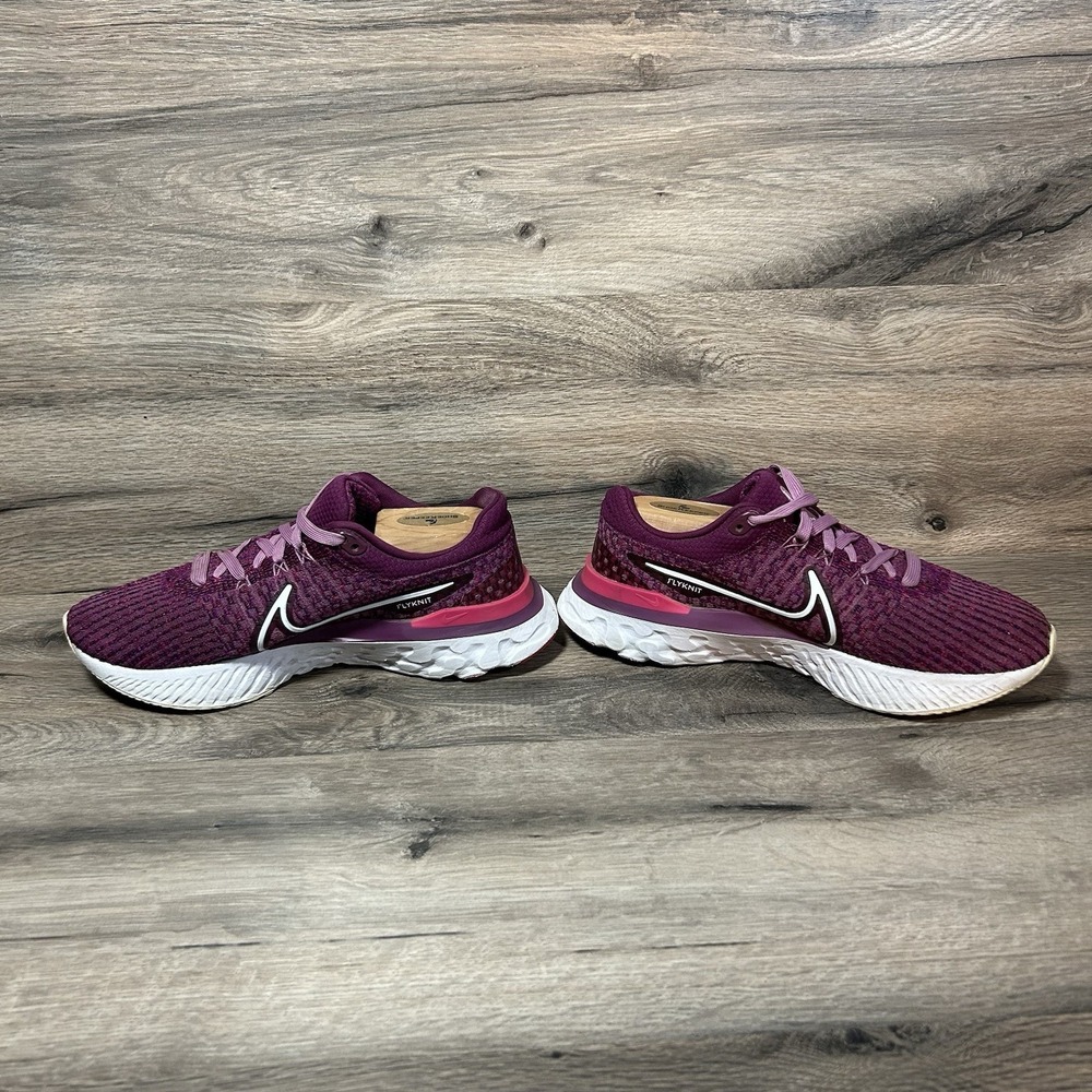 Nike React Infinity Run Flyknit 3 Womens 8.5 Running Shoes Bordeaux DD3024-500 - Picture 4 of 9